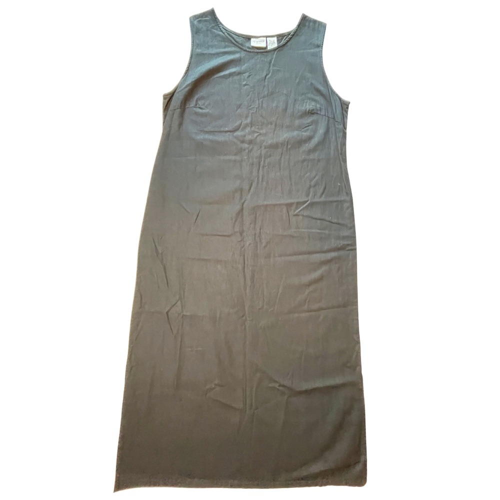 Vintage Y2K Liz Baker Linen Blend Maxi Dress Petite Large Minimalist Cottagecore